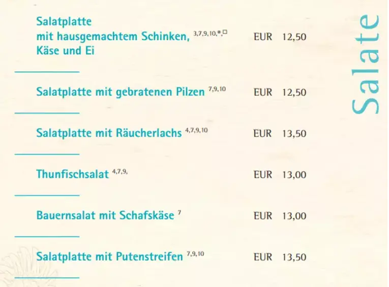 Deutsches Haus Salate Speisekarte